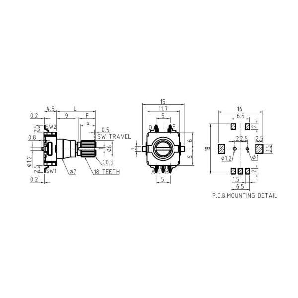 Compatible with Soundwell 11mm Button Switch, Metal Shaft Rotary Potentiometer Encoder