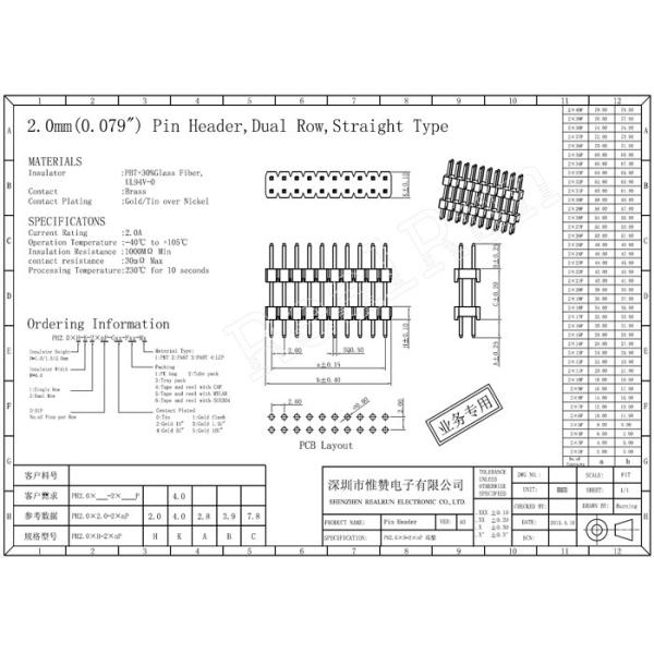 Solder 2x20 Pin Header Connector Dual Row 180 Degree Type Double Plastic