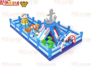 Quality Blue Ocean Theme Shark Inflatable Bouncy Playground With Clibing Slides wholesale