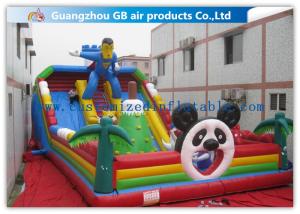 China Customized Hero Man Inflatable Amusement Park Playground Funny Toy With Slide on sale
