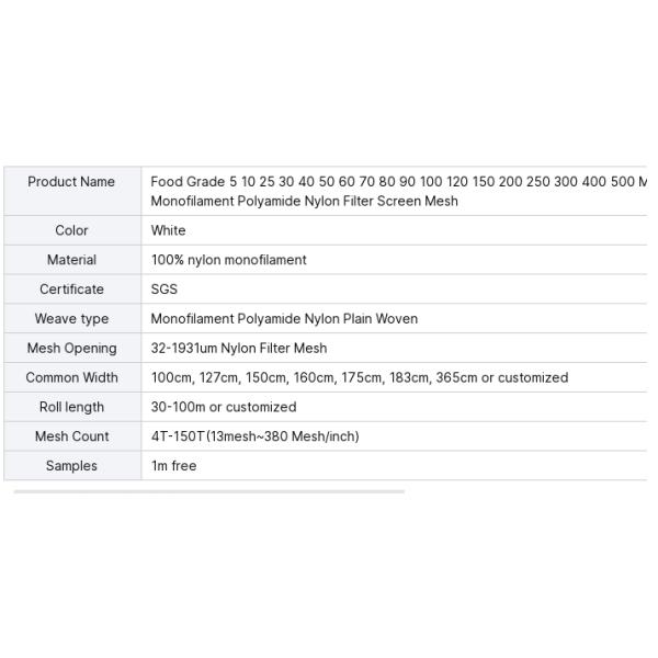 Customized High-quality Sales of High Food Grade Nylon Filter Cloth