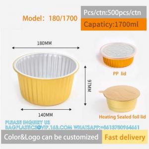 Quality 180mm Diameter 1700ml Restaurant Wholesale Disposable Food Baking Pan Tray Aluminum Food Foil Containers With Lid wholesale