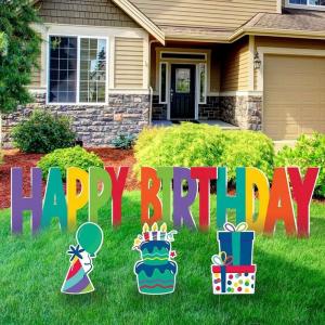 Quality Custom Outdoor Yard Signs Happy Birthday Yard Card With Stakes wholesale