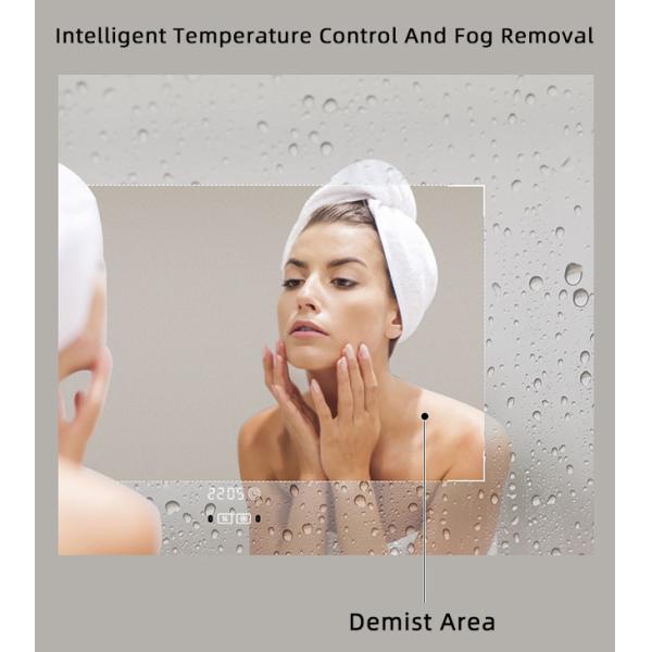 Hotel Bathroom Vanity Wall Half Round Mirror Customized Led Backlit Defogger