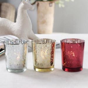 China 82ml Color Glass Candle Holder Christmas Mercury Coloured Tealight Holders on sale