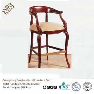 China Wooden High Bar Stools With Arms Upholstery For Bar Furniture And Bistro Furniture on sale