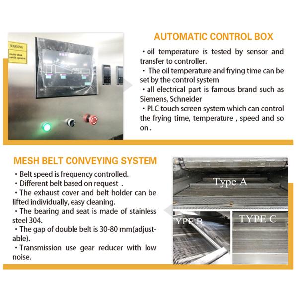 Meatballs Chicken Double Belt Continuous Frying Machine Sus304 1000kg/H