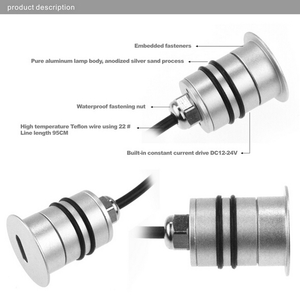 IP67 1W Mini LED Buried Light Embedded LED corner lamps Step light outdoor lighting