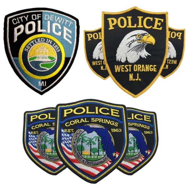 Custom Cotton Thread 3D Police Uniform Patch Self Adhesive Badge