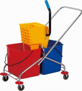 Quality Hotel Cleaning Noiseless 23L Double Mop Bucket Trolley wholesale