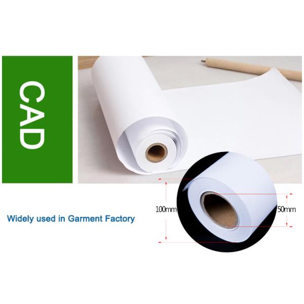 CAD Drawing Plotter Paper 36 24 Inch Plotter Paper Roll , 80gsm Wide Format Plotter Paper Moisture Proof