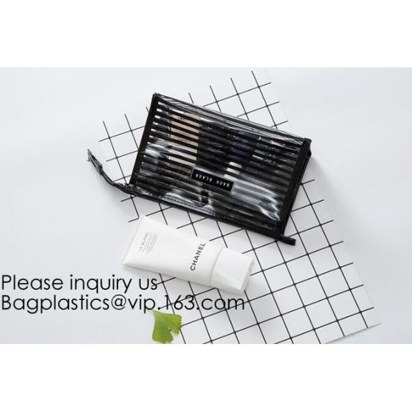 Compact Multi-purpose Handbag-style Transparent Glitter Cosmetic Pouch with Zipper Pocket on the Back, bagease, bagplast