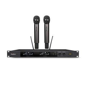 Buy cheap OEM Handheld Dual Channel UHF Wireless Microphone 30MHz BandWidth Multi Function from wholesalers