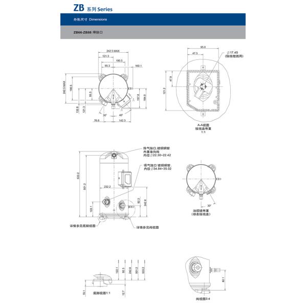 Practical Scroll Air Refrigeration Compressor Unit 62KG ZR61KC-TED-522