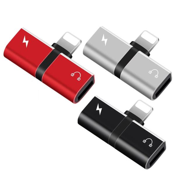 2 in 1 Dual Mini Jack Adapter Capsule Lightning Charger and Headphone Adapter