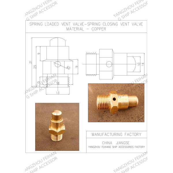 DN6 Brass Spring Loaded Vent Valve with Threaded Ends and CB/T3778-1999 Standard
