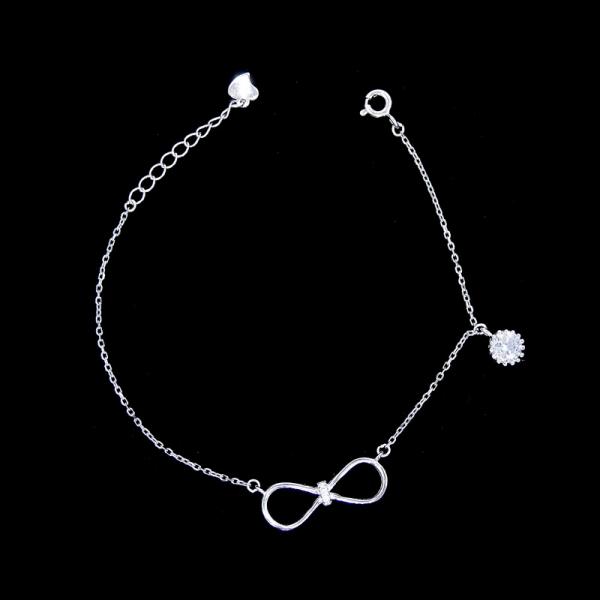 Cheap Two Items Sterling Silver Infinity Bracelet , Adjustable Extension Silver Chain Jewelry for sale