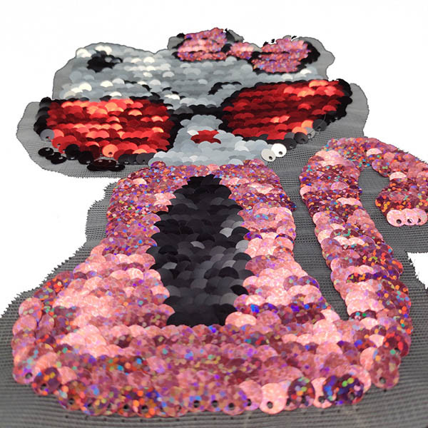 Sunglasses Cat Reverse Sequin Patch / Sequin Iron On Patches For Bags / Shoes