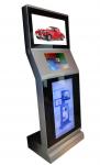 High Visible Floor Standing Touch Screen Kiosk Two Displays Tall With Metal