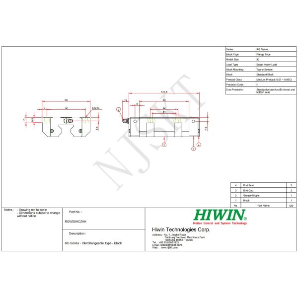 HIWIN RGW30HC Linear Guide Rail Slide Rails Guide Rail Track For Machine