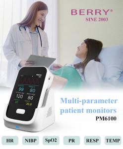 China Medical Bluetooth Heart Rate Multi Parameter Patient Monitor CE Spo2 ECG NIBP Temp on sale