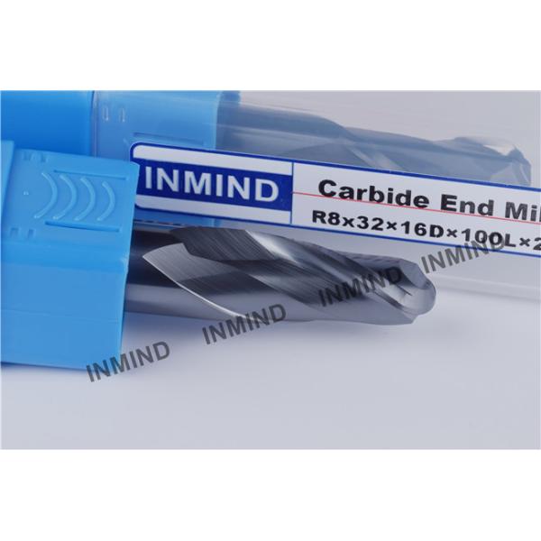 HRC55 TiSiN Coating Ball Nose End Mill High Precision 0.5 UM grain size , AOL 100 mm