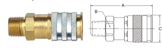 1/4"-3/8" Quick Connect Pneumatic Coupling For Universal Series Aro Tru-Flate Industrial Interchange