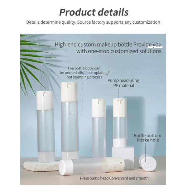 Cosmetic Airless Lotion Pump Bottles 30ml 60ml Plastic Serum Bottles Screen Printing