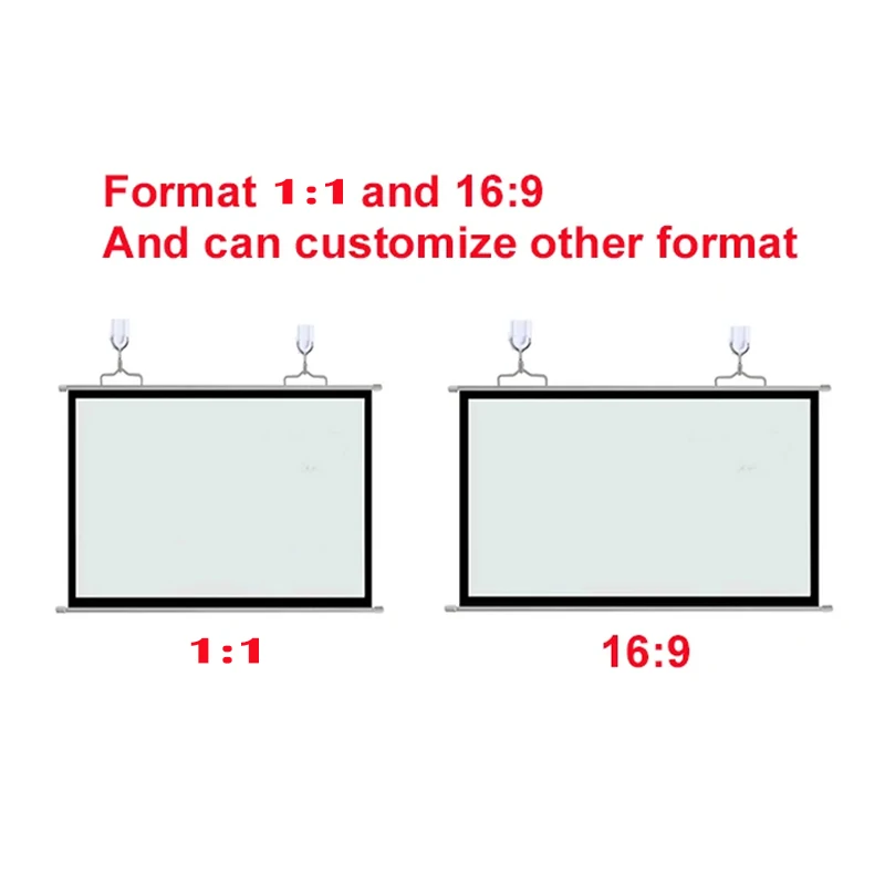 Simple Hanging Up HD Home Warp Knitting Projection Screen 16:9 60'' To 120" Inch