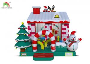 Quality Red / White Color Inflatable Bouncy Castle House With Christmas Tree For Business wholesale