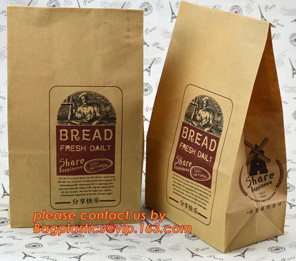 Cheap Customize 3 Side Visible Clear Window Offset Printing Bakery Bags, Customize V Bottom with Clear Window Food Grade Toast for sale
