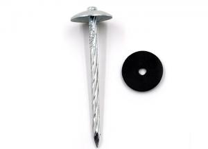 China UCP Zinc Coated Roofing Nails Twisted Shank Umbrella Head With Plastic Washer on sale