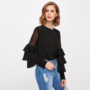 Quality Guangzhou Clothing Factory Office Bell Sleeve Lady Blouse wholesale