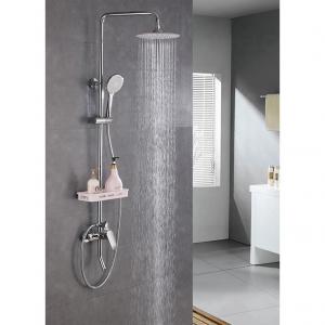 Quality Dual Handle Bath Shower Mixer Set , Chrome Wall Mounted Shower Faucet Kits wholesale