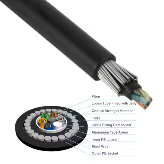 Quality GYTA33 GYFTY33 GYXTY 2 Core – 288 Core Underwater Underground Galvanized Steel Wire Armored Optical Cable wholesale