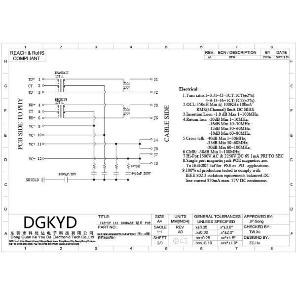 100M Shielded RJ45 Connector No Light Shielding Network Connector