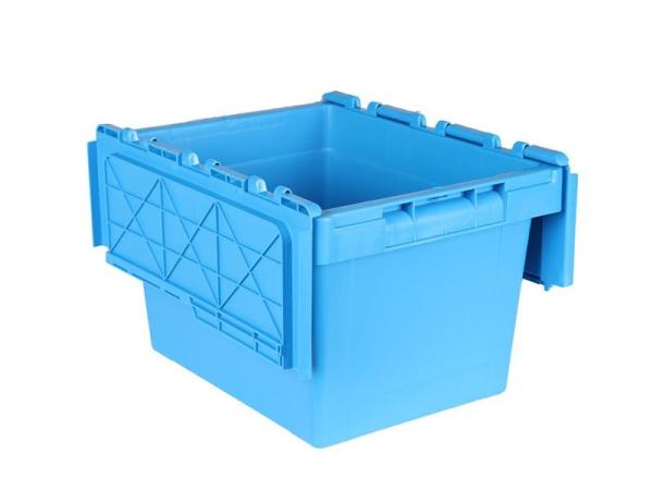 Cheap Foldable Stackable Nestable Plastic Bins Heavy Duty Plastic Storage Tote Box With Hinged Lid for sale