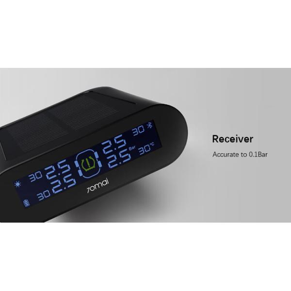 70mai Tire Pressure Monitoring System for Car Mobile APP Control LED Screen Solar Power 4 Sensors 70Mai security Alarm