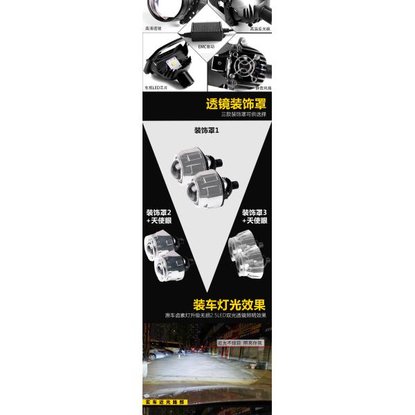 Etclite Bi-led Led Car Projector Lens Light Bulb Lamp Headlight Bulbs High Power Super Bright Bi Led Projector Lens With