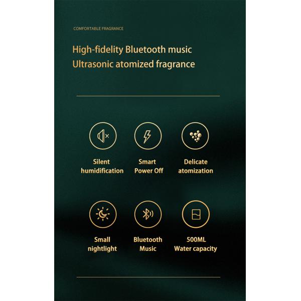 HOMEFISH Bluetooth Music LED Light Essential Oil Diffusers Aroma Diffuser Humidifier 500ML