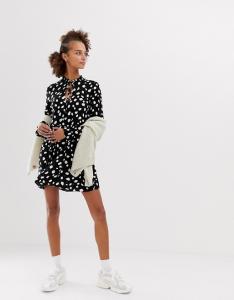 China OEM new design long sleeve spot print mini smock dress for girls on sale