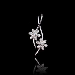 China Flower 925 CZ Pendant / Personalized Sterling Silver Iced Out Pendants on sale