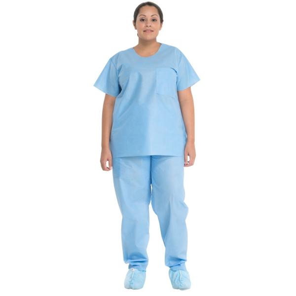 Cheap EO Sterilized Anti - Static Disposable Scrub Suits Isolation 30-60 Gsm for sale