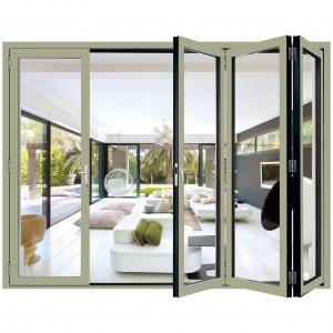 Quality Patio 6063 Aluminium Glazed Folding Accordion Doors Heat Insulation wholesale