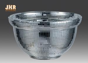 Quality Creative Silver Mirrored Mosaic Fiberglass Flower Bowls Indoor Decor wholesale
