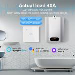 4000W Wifi Boiler Smart Water Heater Switch 20A UL94V0 Tuya App Wifi Sensor
