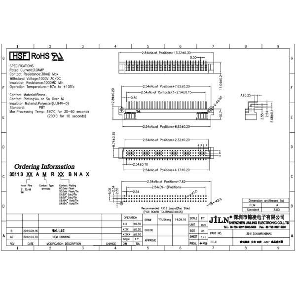 Male Female PCB Din 41612 Connector 30P 48P 64P 96P N Pin 3 Rows PBT DIP