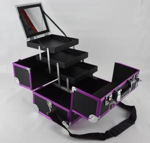 Quality Purple Aluminum Anodize Cosmetic Case Protable Make Up Box wholesale