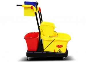 Quality Multifunctional Yellow Plastic Hotel Cleaning Equipment With Mop Bucket / Press Wringer wholesale