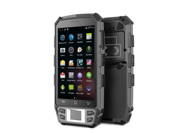 Cheap UHF RFID Handheld Reader Rugged With Fingerprint / 1D 2D Barcode Scanner And NFC Reader for sale